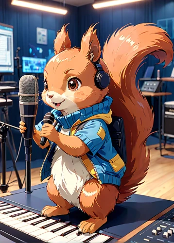 musical rodent,music studio,music producer,musician,mixing engineer,sound engineer,keyboard player,sound studio,recording studio,play piano,composer,pianist,pianet,vibraphone,music band,xylophone,audio engineer,composing,mixing board,recording,Anime,Anime,Realistic