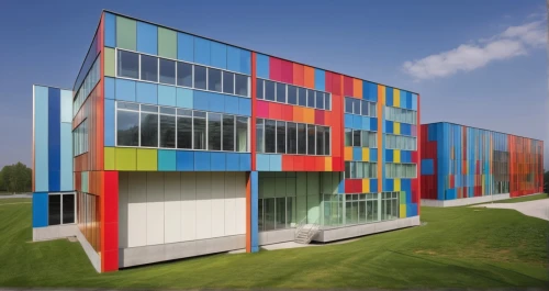 colorful facade,school design,facade panels,glass facade,biotechnology research institute,cubic house,metal cladding,cube house,shipping containers,new building,modern building,modern architecture,glass facades,facade painting,glass blocks,shipping container,prefabricated buildings,music conservatory,children's operation theatre,athens art school,Photography,General,Realistic