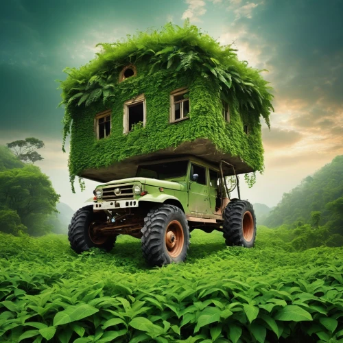 green living,sustainable car,environmentally sustainable,green power,planted car,eco-construction,green waste,caterpillar gypsy,land vehicle,house trailer,eco,green train,camper van isolated,green congo,farm tractor,eco hotel,green energy,environmentally friendly,ecological sustainable development,environmental protection,Photography,Documentary Photography,Documentary Photography 32