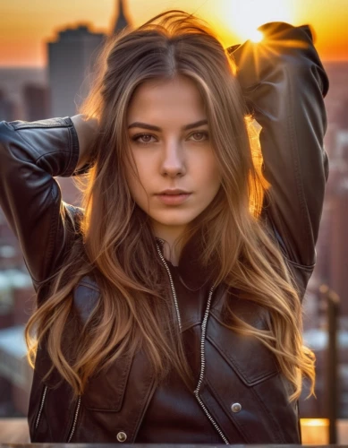portrait photography,girl portrait,portrait photographers,portrait background,young woman,romantic portrait,beautiful young woman,city ​​portrait,female model,pretty young woman,relaxed young girl,girl in a long,romantic look,model beauty,portrait of a girl,sofia,young model,leather jacket,girl wearing hat,burning hair,Photography,General,Realistic