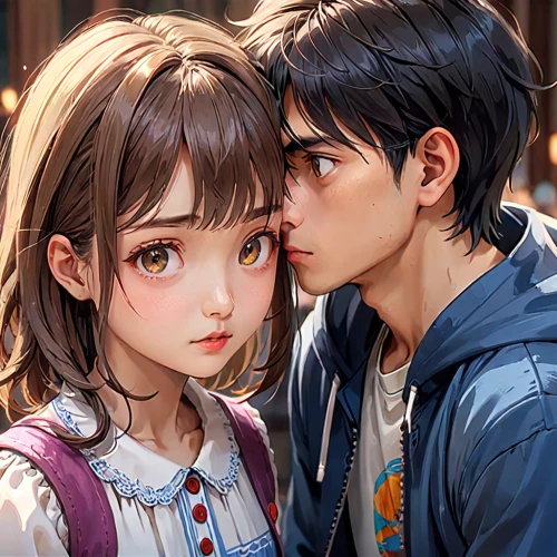boy and girl,little boy and girl,vintage boy and girl,girl kiss,young couple,romantic portrait,honmei choco,cheek kissing,girl and boy outdoor,kissing,game illustration,boy kisses girl,first kiss,kiss,love letter,the girl's face,cg artwork,smooch,romantic scene,kids illustration,Anime,Anime,General