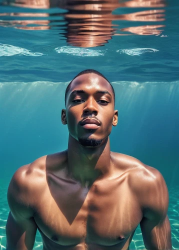 the man in the water,swimmer,photo session in the aquatic studio,the body of water,merman,swimming machine,under the water,aquatic,swimming technique,swim,underwater background,african american male,submerged,body of water,freestyle swimming,swim ring,swimming,swim brief,aquatic life,pool water,Photography,General,Realistic