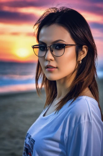 beach background,with glasses,girl in t-shirt,silver framed glasses,reading glasses,glasses,portrait photography,portrait photographers,portrait background,color glasses,beautiful young woman,pink glasses,romantic portrait,librarian,vision care,eye glasses,kids glasses,spectacles,two glasses,romantic look,Photography,General,Realistic