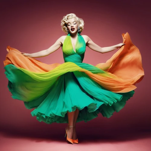 hoopskirt,marylin monroe,colorfulness,pinup girl,green dress,pin-up model,marylyn monroe - female,overskirt,colourful,twirl,cocktail dress,ball gown,vibrant color,pin-up girl,colorfull,pin-up,twirling,tulle,pin ups,color combinations,Photography,Artistic Photography,Artistic Photography 05