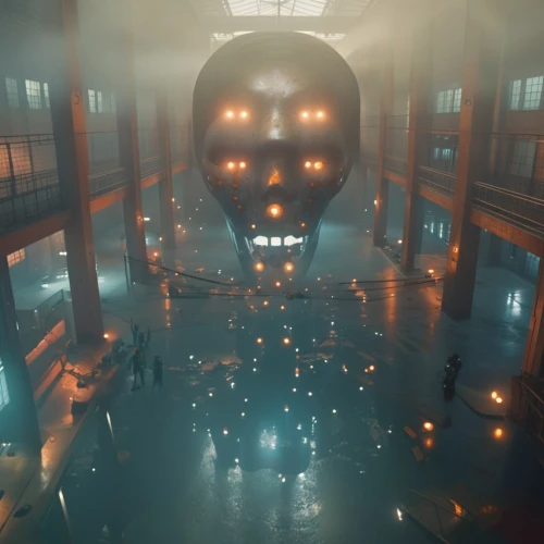 mirror ball,metropolis,aqua studio,industrial hall,heavy water factory,panopticon,atlantis,floating stage,disco ball,spheres,gumball machine,pac-man,apiarium,pendulum,diving bell,dystopian,visual effect lighting,submersible,spirit ball,bowling ball,Photography,General,Realistic