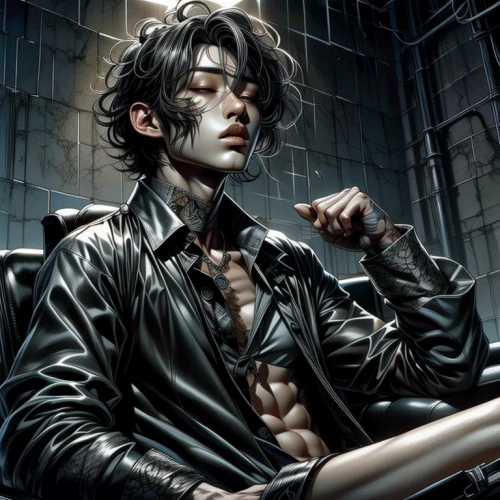 robert harbeck,watchmaker,yukio,male character,cybernetics,joker,vanitas,sci fiction illustration,goth subculture,corvin,john doe,shinigami,male elf,underworld,daemon,dark art,clamp,harley,blind alley,ren