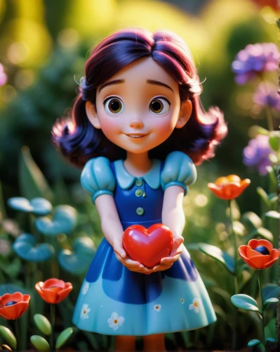 cute cartoon character,beautiful girl with flowers,girl in flowers,agnes,little girl fairy,princess anna,rosa 'the fairy,rosa ' the fairy,princess sofia,flower fairy,girl in the garden,cute cartoon image,girl picking flowers,fairy tale character,flower girl,queen of hearts,cartoon flowers,daisy heart,alice in wonderland,garden fairy,Unique,3D,Toy