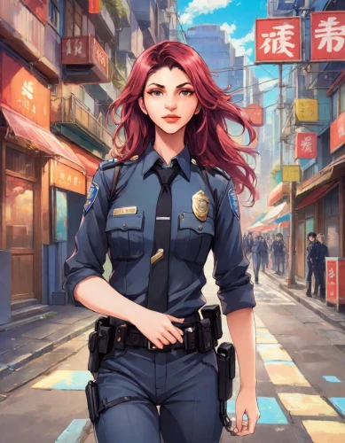 policewoman,police officer,officer,policeman,traffic cop,nypd,cop,cops,police,police hat,japanese sakura background,honmei choco,police uniforms,police siren,criminal police,police work,emt,hpd,sakura background,police check,Digital Art,Anime