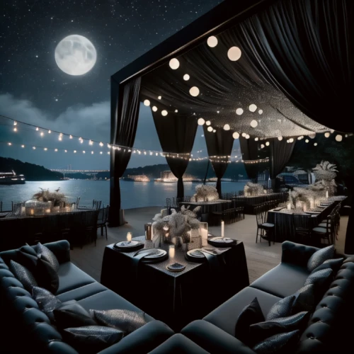 romantic night,romantic dinner,outdoor dining,fine dining restaurant,moonlit night,event tent,beach tent,honeymoon,luxury hotel,sea night,moonlight,dinner for two,party decoration,luxury,evening atmosphere,gypsy tent,great room,moonlit,sleeping room,night scene