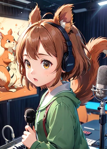 headphone,miku maekawa,student with mic,mikuru asahina,mic,listening to music,announcer,audio accessory,ears of rice,dhole,akita inu,earphone,radio set,hearing,sound studio,radio,yui hirasawa k-on,singing,listening,recording,Anime,Anime,Realistic