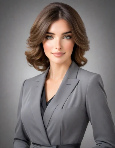newscaster,official portrait,woman in menswear,pantsuit,portrait background,newsreader,real estate agent,business woman,politician,attractive woman,tv reporter,bussiness woman,businesswoman,iranian,stock exchange broker,attorney,composites,sprint woman,senator,women's clothing,Photography,Realistic
