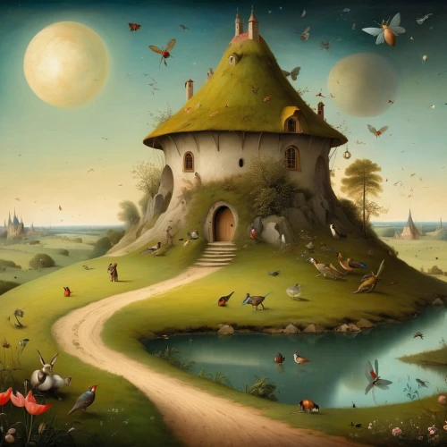 fantasy picture,fantasy landscape,fantasy art,home landscape,children's background,children's fairy tale,fantasy world,mushroom landscape,3d fantasy,fairy tale castle,fairy world,bird kingdom,fairy chimney,world digital painting,fantasy city,landscape background,dream world,fairy tale,fairy village,game illustration,Illustration,Realistic Fantasy,Realistic Fantasy 01