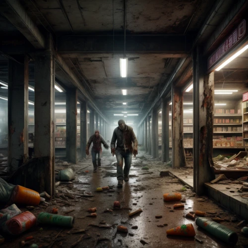 outbreak,warehouse,grocery store,asylum,supermarket,game art,the morgue,factory hall,warehouseman,butcher shop,fallout4,grocery,half life,janitor,grocer,retail,action-adventure game,empty factory,the market,concept art