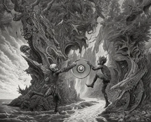 shamanism,nine-tailed,shamanic,tree of life,druids,mysticism,fantasy art,maelstrom,alchemy,mirror of souls,magic tree,the roots of trees,the branches of the tree,divination,dante's inferno,sci fiction illustration,surrealism,nature's wrath,flow of time,parallel worlds,Art sketch,Art sketch,Fantasy