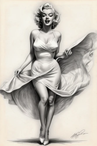 mamie van doren,marylyn monroe - female,pinup girl,marylin monroe,pin-up girl,retro pin up girl,marilyn,pin-up model,pin up girl,art deco woman,pin ups,fashion illustration,pin-up,charcoal drawing,vintage drawing,watercolor pin up,pin up,valentine pin up,pencil drawings,retro pin up girls,Illustration,Black and White,Black and White 30