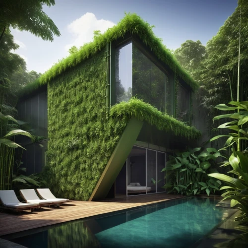 green living,cubic house,grass roof,eco-construction,cube house,tropical house,greenery,tropical greens,eco hotel,house in the forest,inverted cottage,modern house,cube stilt houses,roof landscape,frame house,modern architecture,green waterfall,houseplant,3d rendering,turf roof,Photography,Artistic Photography,Artistic Photography 11