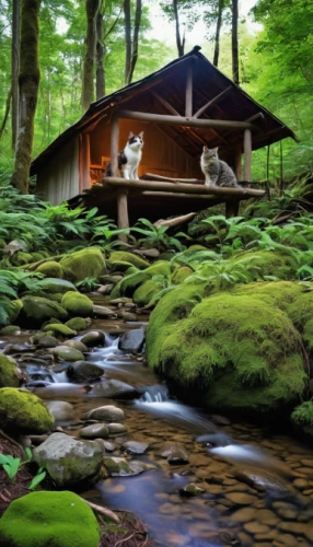 ryokan,house in the forest,japan landscape,beautiful japan,japan garden,japanese architecture,japanese-style room,the chubu sangaku national park,japanese garden,japanese shrine,the cabin in the mountains,small cabin,japanese garden ornament,koyasan,forest workplace,lodging,dog house,fishing tent,tree house hotel,summer cottage