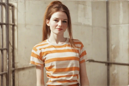 horizontal stripes,prisoner,detention,clary,pippi longstocking,poor meadow,katniss,striped background,prison,stripes,clementine,girl in t-shirt,burglary,handcuffed,clove,baby carrot,cinnamon girl,hard candy,striped,sigourney weave,Photography,Polaroid