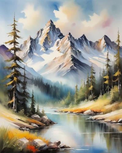 salt meadow landscape,mountain landscape,landscape background,mountain scene,mountainous landscape,natural landscape,nature landscape,river landscape,autumn mountains,painting technique,high landscape,forest landscape,art painting,mountain meadow,landscape nature,meadow landscape,mountain range,autumn landscape,fall landscape,landscapes,Illustration,Paper based,Paper Based 11