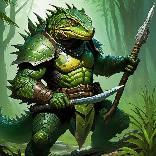 patrol,green dragon,saurian,emerald lizard,kobold,cleanup,aaa,reptile,scaled reptile,crocodile woman,aligator,green lizard,fantasy warrior,muggar crocodile,green iguana,dragon lizard,missisipi aligator,river monitor,swamp football,heroic fantasy,Conceptual Art,Fantasy,Fantasy 08