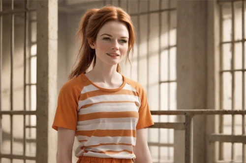 clary,katniss,sigourney weave,queen cage,realdoll,horizontal stripes,pippi longstocking,maci,female doll,redhead doll,main character,prisoner,clementine,girl in t-shirt,baby carrot,orange,liberty cotton,orange robes,cinnamon girl,fictional character,Photography,Cinematic