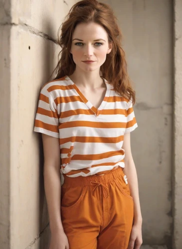 orange,orange color,bright orange,orange half,horizontal stripes,girl in t-shirt,striped background,murcott orange,orange cream,redhead doll,stripes,pumuckl,striped,liberty cotton,cotton top,in a shirt,redheaded,polo shirt,yellow orange,teen,Photography,Natural