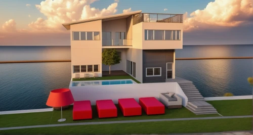 3d rendering,house by the water,cube stilt houses,lifeguard tower,houseboat,house with lake,beach house,modern house,holiday villa,3d render,render,floating huts,dunes house,floating island,beachhouse,3d rendered,seaside view,inverted cottage,florida home,cubic house,Photography,General,Realistic