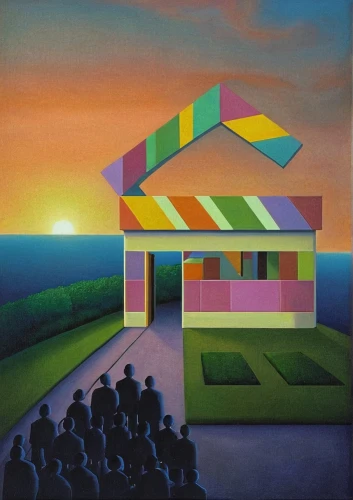 beachhouse,real-estate,oil on canvas,bungalow,church painting,contemporary,house painting,beach house,woman house,carnival tent,holiday home,matruschka,villa,cinema,a restaurant,cube house,house silhouette,lego pastel,seller,guggenheim museum,Illustration,Realistic Fantasy,Realistic Fantasy 26