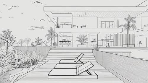 tropical house,beach house,house drawing,garden design sydney,landscape design sydney,garden elevation,dunes house,holiday villa,modern house,beachhouse,residential house,roof terrace,landscape designers sydney,pool house,house by the water,roof landscape,archidaily,mid century house,summer house,line drawing,Design Sketch,Design Sketch,Outline