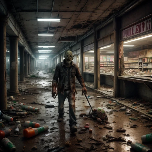 post apocalyptic,outbreak,fallout4,fallout,grocery store,apocalyptic,post-apocalypse,janitor,wasteland,supermarket,butcher shop,empty factory,asylum,shopkeeper,trash land,district 9,warehouse,game art,abandoned factory,the morgue