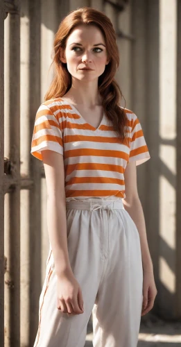 mime,horizontal stripes,teen,girl in overalls,cotton top,raggedy ann,liberty cotton,orange,striped background,pippi longstocking,daisy 2,redhead doll,girl in t-shirt,daisy 1,isolated t-shirt,girl with cereal bowl,tee,menswear for women,nora,mime artist,Photography,Natural