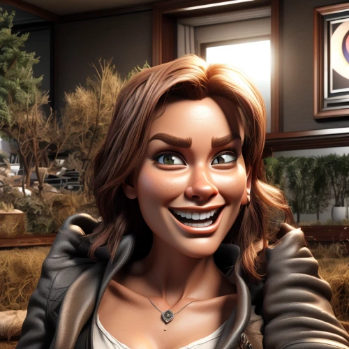 killer smile,croft,custom portrait,symetra,grin,fallout4,action-adventure game,rendering,edit icon,3d rendered,digital compositing,the girl's face,steam release,visual effect lighting,tracer,game art,portrait background,grinning,waitress,a girl's smile