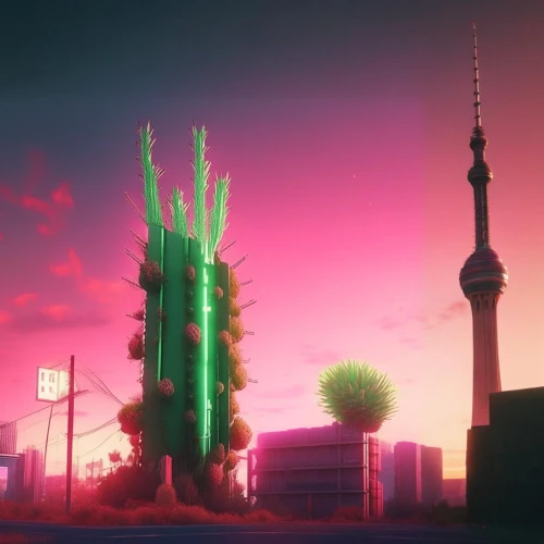 cellular tower,fantasy city,aesthetic,electric tower,tokyo city,tv tower,dusk,futuristic landscape,tokyo,television tower,dusk background,vapor,colorful city,skyline,cityscape,cyberpunk,atmosphere,sky tree,virtual landscape,pink dawn