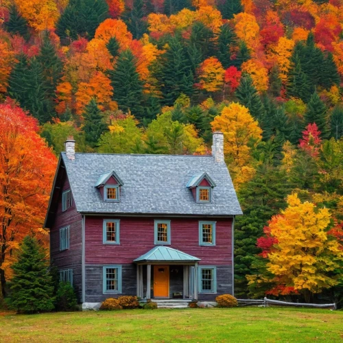 vermont,fall landscape,new england,new england style house,country cottage,house in the forest,house in mountains,autumn idyll,country house,colors of autumn,fall foliage,house in the mountains,autumn landscape,fall colors,maine,beautiful home,the cabin in the mountains,autumn colors,lonely house,autumn color,Photography,Documentary Photography,Documentary Photography 25