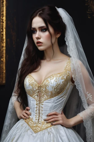 bridal clothing,bridal dress,wedding dresses,wedding gown,wedding dress,bridal,wedding dress train,bridal jewelry,dead bride,bride,victorian lady,blonde in wedding dress,bridal accessory,ball gown,silver wedding,golden weddings,the angel with the veronica veil,bridal veil,white rose snow queen,bridal party dress,Illustration,Realistic Fantasy,Realistic Fantasy 46