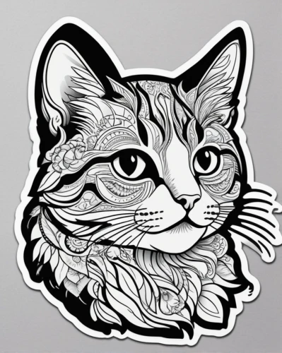 cat vector,clipart sticker,cat line art,tabby cat,silver tabby,line art animal,my clipart,vector illustration,automotive decal,american bobtail,vector graphic,drawing cat,animal stickers,a badge,kawaii animal patches,vector image,cartoon cat,sticker,american shorthair,line art animals,Unique,Design,Sticker