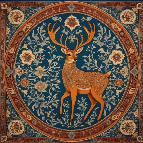 trioceros,deer illustration,heraldic animal,elk,european deer,stag,manchurian stag,zodiac,tapestry,antler velvet,male deer,pagan,taurus,caribou,heraldic,cervus elaphus,winter deer,deer,sleigh with reindeer,antlers,Illustration,Realistic Fantasy,Realistic Fantasy 42