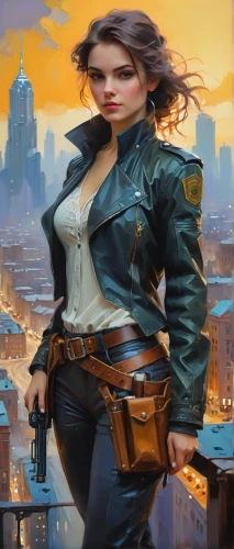 sci fiction illustration,steampunk,girl with gun,female doctor,rosa ' amber cover,girl with a gun,woman holding gun,librarian,cg artwork,solo,policewoman,femme fatale,game illustration,heroic fantasy,fallout4,cyberpunk,renegade,mystery book cover,gunfighter,spy,Illustration,Realistic Fantasy,Realistic Fantasy 01