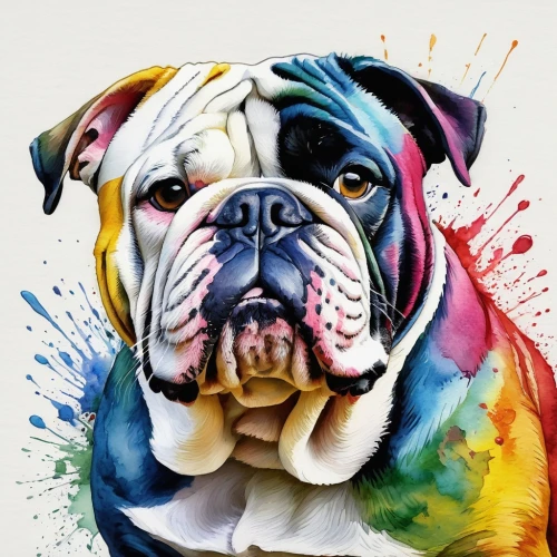 watercolor dog,bulldog,australian bulldog,english bulldog,white english bulldog,the french bulldog,dog drawing,french bulldog,rainbow pencil background,renascence bulldogge,dog illustration,old english bulldog,color dogs,toy bulldog,british bulldogs,continental bulldog,dorset olde tyme bulldogge,colourful pencils,dwarf bulldog,american bulldog,Art,Artistic Painting,Artistic Painting 03