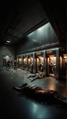 sci fi surgery room,the morgue,hall of the fallen,prison,treatment room,district 9,passengers,bunker,a dark room,butcher shop,asylum,dystopian,outbreak,operating room,concept art,cold room,blood collection,facility,basement,quarantine