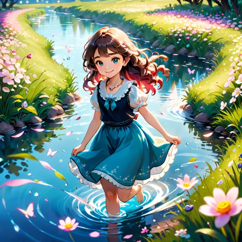 water nymph,flower water,water forget me not,springtime background,spring background,water rose,lily water,water flower,lilly pond,watery heart,water-the sword lily,colorful water,sea of flowers,lily pond,pond flower,clear stream,lilly of the valley,wonderland,japanese sakura background,flower background,Anime,Anime,Cartoon