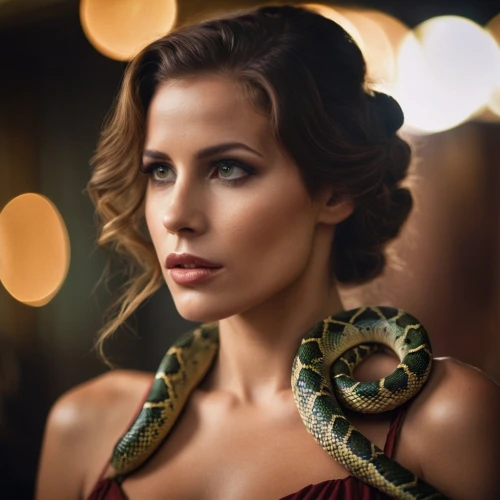 snake charming,ball python,boa constrictor,python,anaconda,carpet python,burmese python,serpent,social,snakebite,kingsnake,rock python,portrait photography,constrictor,vintage woman,corn snake,snake charmers,pointed snake,romantic portrait,milksnake,Photography,General,Cinematic