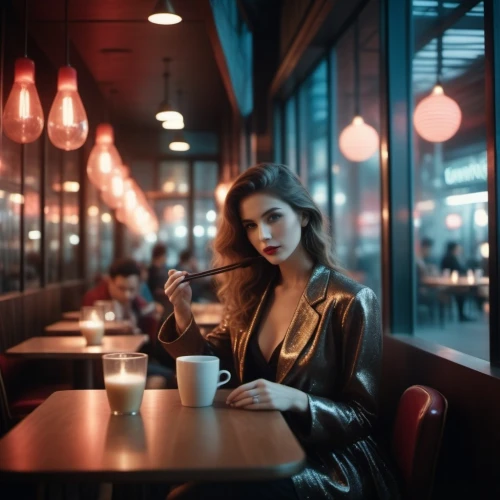 woman drinking coffee,woman at cafe,retro diner,parisian coffee,neon coffee,diner,coffee shop,the coffee shop,retro woman,drinking coffee,paris cafe,cappuccino,coffee background,coffee zone,barista,women at cafe,espresso,street cafe,hot coffee,coffee
