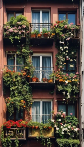 balcony garden,paris balcony,balconies,balcony plants,milan,french windows,shutters,milano,apartment building,an apartment,colorful facade,bellagio,watercolor paris balcony,buildings italy,row of windows,torino,apartment block,apartments,window with shutters,flower boxes,Illustration,Japanese style,Japanese Style 14