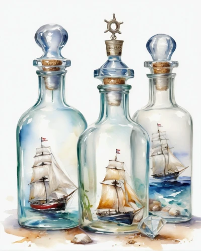 sailing ships,perfume bottles,nautical clip art,message in a bottle,three masted sailing ship,three masted,glass containers,sailing ship,sailing boats,sail ship,sea sailing ship,glass bottles,full-rigged ship,sailboats,sloop-of-war,perfume bottle,bottles,bottles of essential oils,waterglobe,glass painting,Illustration,Paper based,Paper Based 11