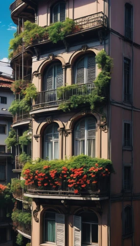 paris balcony,balcony garden,balconies,apartment building,an apartment,sky apartment,apartment block,apartment house,apartment complex,block balcony,bonsai,terraces,violet evergarden,apartments,balcony,portofino,milan,balcony plants,corner flowers,shared apartment,Illustration,Japanese style,Japanese Style 14