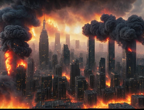 apocalyptic,city in flames,post-apocalyptic landscape,doomsday,post-apocalypse,destroyed city,armageddon,the conflagration,apocalypse,end of the world,the end of the world,post apocalyptic,dystopian,environmental destruction,burning earth,conflagration,dystopia,scorched earth,the pollution,stock market collapse