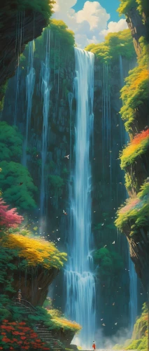 waterfall,ash falls,water fall,waterfalls,water falls,fantasy landscape,a small waterfall,wasserfall,falls,cascading,brown waterfall,bridal veil fall,cascade,mountain spring,green waterfall,fairy world,water scape,studio ghibli,landscape background,fairy forest,Photography,General,Fantasy