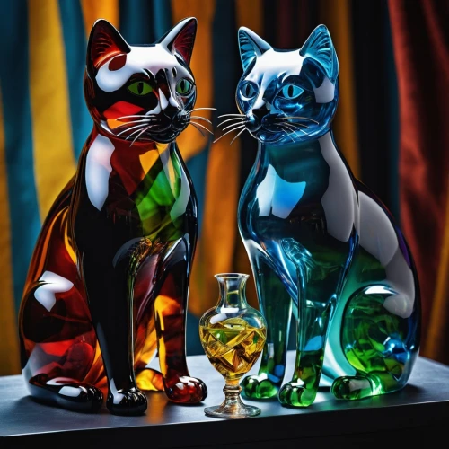 glass painting,oktoberfest cats,glasswares,perfume bottles,glass items,glass decorations,glass yard ornament,colorful glass,whimsical animals,figurines,cocktail glasses,drinking glasses,glass series,glassware,felines,plush figures,two cats,vintage cats,perfume bottle,anthropomorphized animals