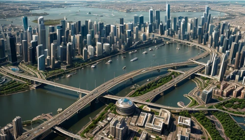 santiago calatrava,urban development,calatrava,huangpu river,futuristic architecture,dubai marina,united arab emirates,smart city,urban design,city cities,urbanization,metropolis,the loop,aerial landscape,concrete bridge,city highway,cable-stayed bridge,72 turns on nujiang river,tallest hotel dubai,urban towers